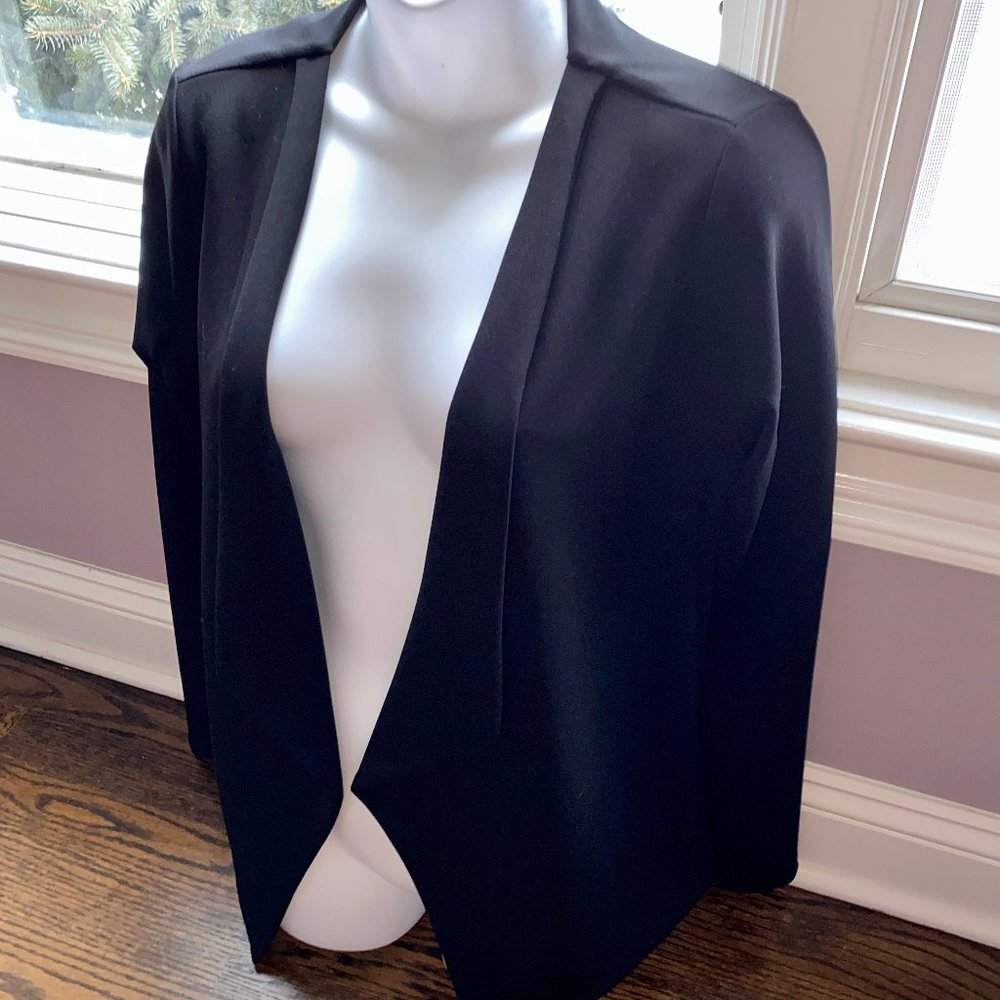 NWT Elena Baldi Luxury Blk Open Asymmetrical Cardigan/Shrug M, Italy
